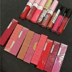 Maybelline Lip Gloss and Balm Collection - Red, Pink, Gold